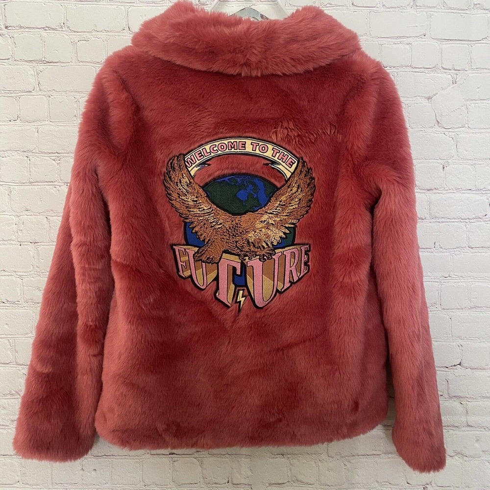 ✨ Volcom Stone Row Women's Pink Shag Embroidered This is Your Future Jacket